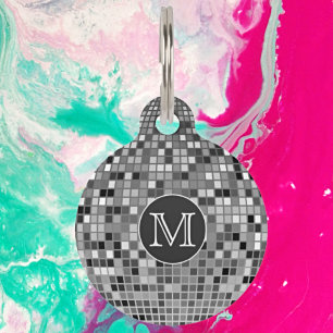 Personalised Retro Disco Ball Monogram Pet Tag