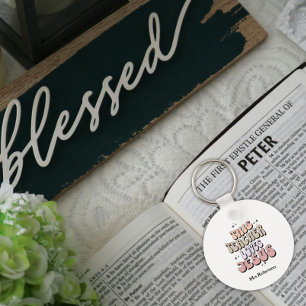 Personalised retro faith teacher appreciation  key ring