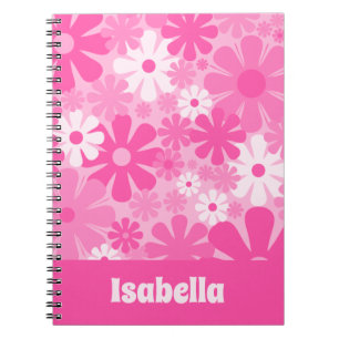 Personalised Retro Floral 60s 70s Y2K Pink Notebook