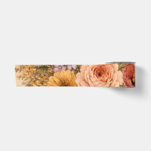 Personalised Retro Floral Birthday with flowers Satin Ribbon