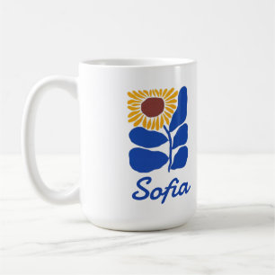 Personalised Retro Floral Daisy Custom Name Gift Coffee Mug