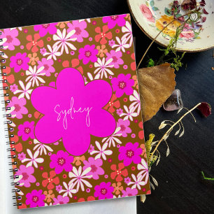 Personalised Retro Floral Design Journal Notebook