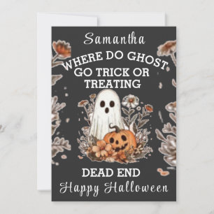 personalised retro floral funny ghost Halloween Invitation