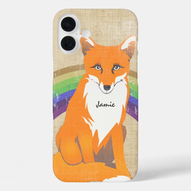 Personalised Retro Fox Art Printed Linen Case-Mate iPhone Case (Back)