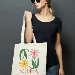 Personalised Retro Funky Flower Gift Tote Bag
