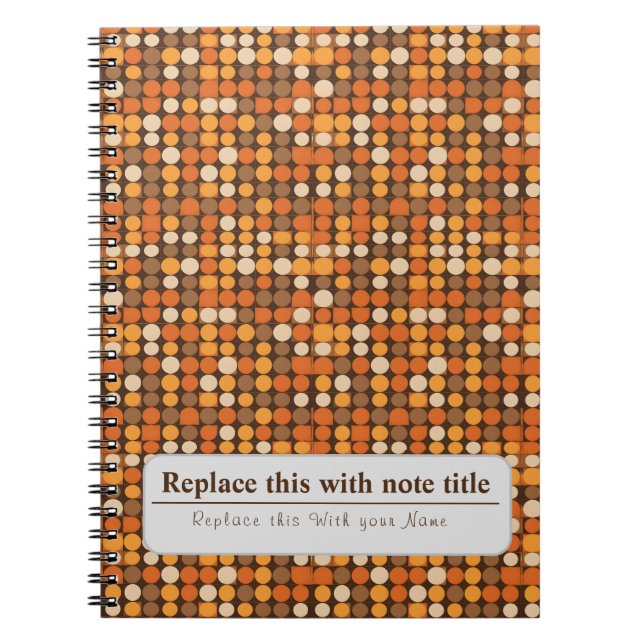 Personalised Retro Funky Orange-Brown Notebook (Front)