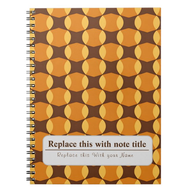 Personalised Retro Funky Orange-Brown  Notebook (Front)