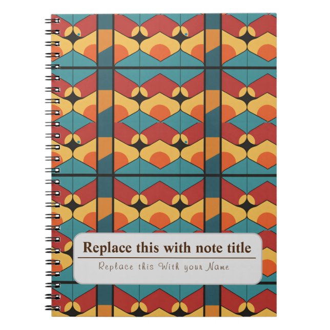 Personalised Retro Funky Orange-Teal Notebook (Front)