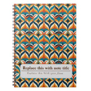 Personalised Retro Funky Orange-Teal Notebook