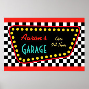 Personalised Retro Garage Sign Poster 