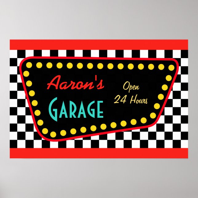 Personalised Retro Garage Sign Poster  (Front)