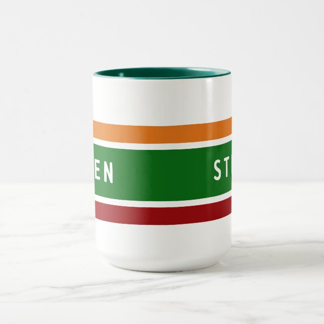 Personalised Retro Gas Station Name Coffee Gift Mug (Center)