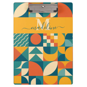 Personalised Retro Geometric Colourful  Clipboard