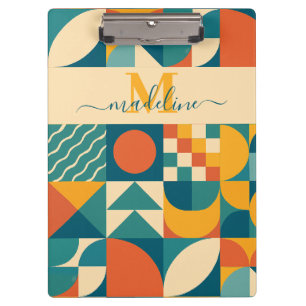 Personalised Retro Geometric Colourful Clipboard