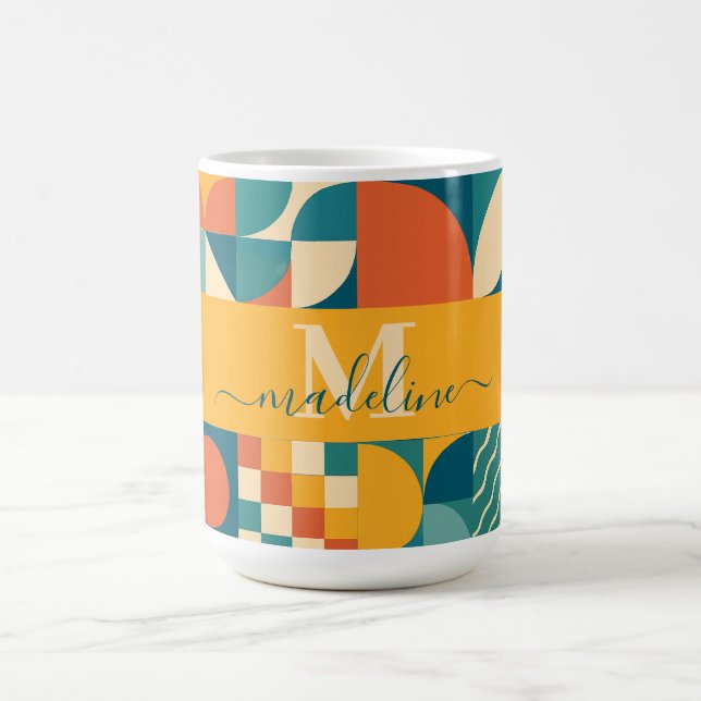 Personalised Retro Geometric Colourful  Coffee Mug (Center)