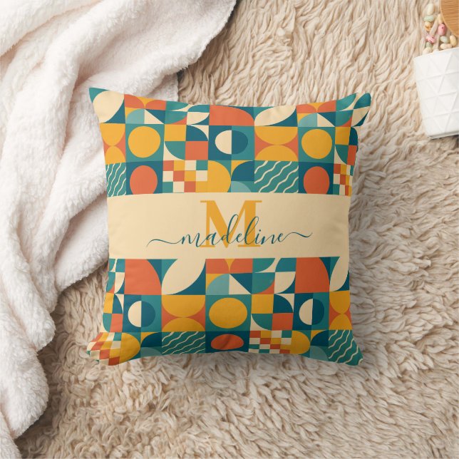 Personalised Retro Geometric Colourful  Cushion (Blanket)