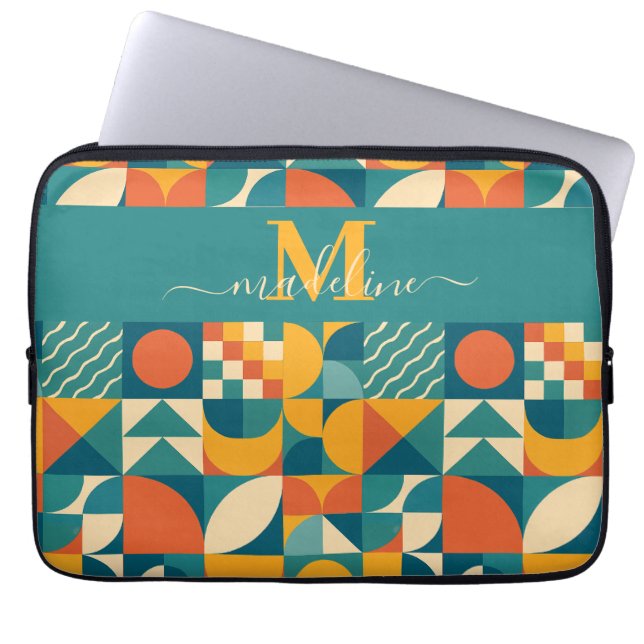 Personalised Retro Geometric Colourful  Laptop Sleeve (Front)
