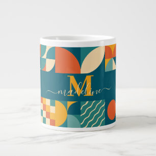 Personalised Retro Geometric Colourful  Large Coffee Mug