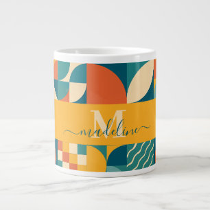 Personalised Retro Geometric Colourful  Large Coffee Mug