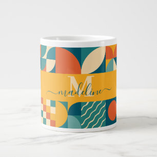 Personalised Retro Geometric Colourful  Large Coffee Mug