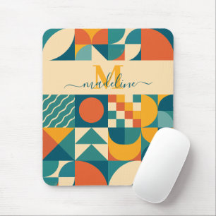 Personalised Retro Geometric Colourful  Mouse Pad