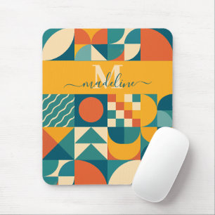 Personalised Retro Geometric Colourful Mouse Pad