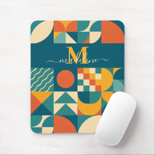 Personalised Retro Geometric Colourful Mouse Pad