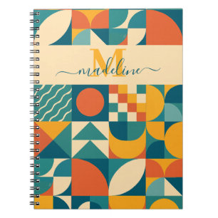 Personalised Retro Geometric Colourful Notebook