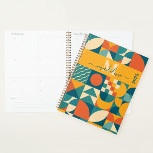 Personalised Retro Geometric Colourful Planner
