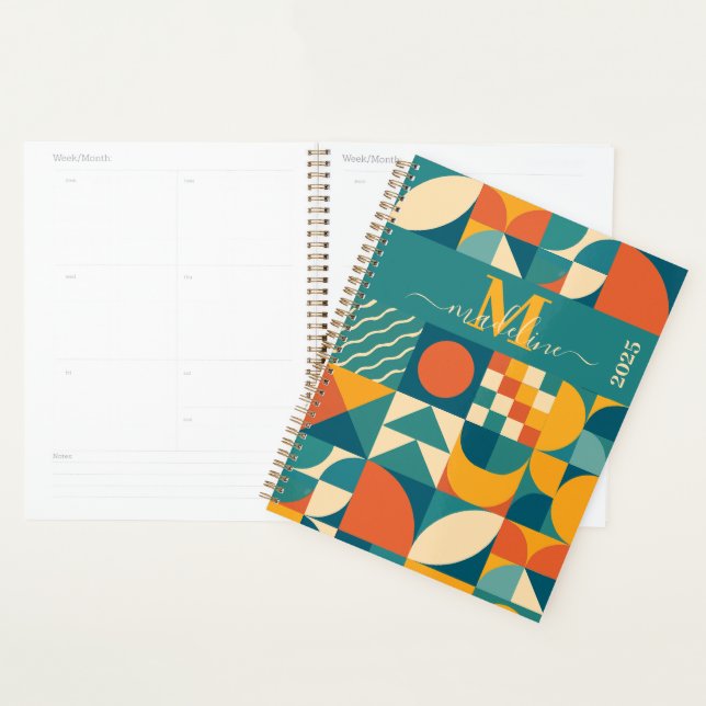 Personalised Retro Geometric Colourful  Planner (Display)