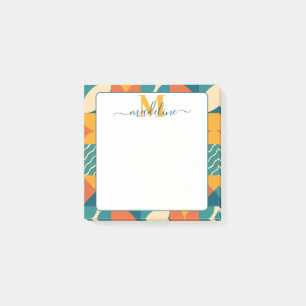 Personalised Retro Geometric Colourful  Post-it Notes