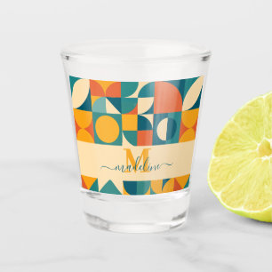 Personalised Retro Geometric Colourful Shot Glass