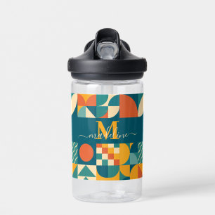 Personalised Retro Geometric Colourful Water Bottle