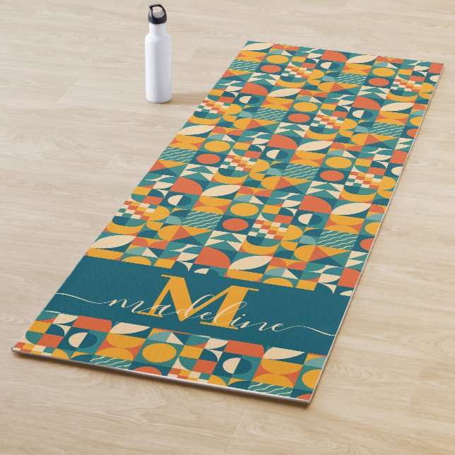 Personalised Retro Geometric Colourful  Yoga Mat (In Situ)