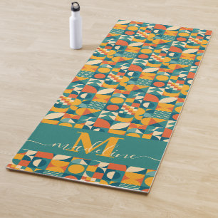 Personalised Retro Geometric Colourful  Yoga Mat
