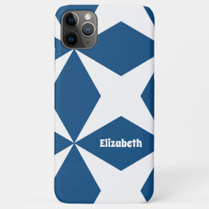 Personalised Retro Geometric Pattern Classic Blue iPhone 11 Pro Max Case