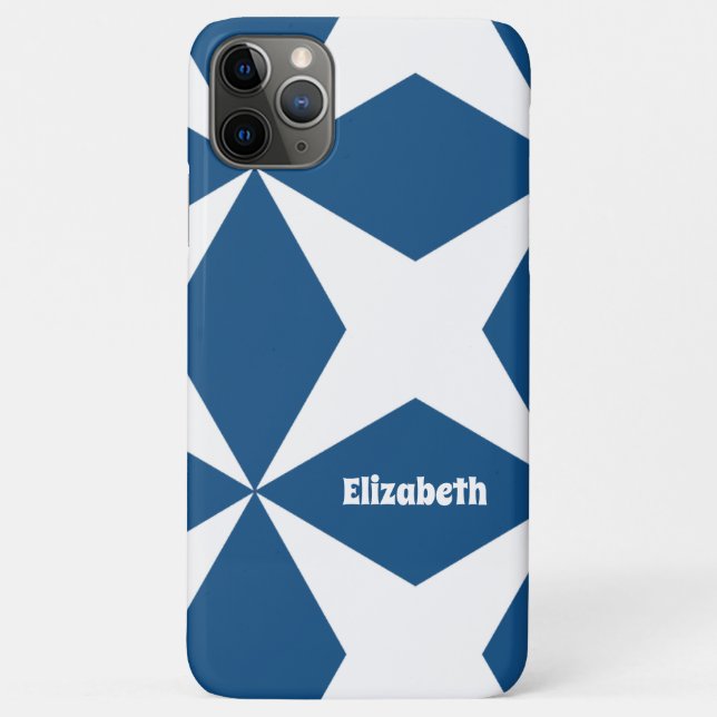 Personalised Retro Geometric Pattern Classic Blue Case-Mate iPhone Case (Back)