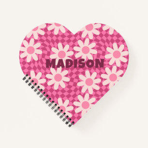 Personalised Retro Groovy Pink Daisy Flower Hippie Notebook
