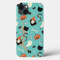 Personalised Retro Halloween Witch Pumpkin Pattern
