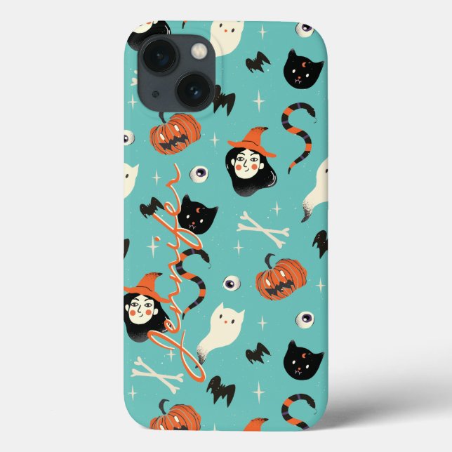 Personalised Retro Halloween Witch Pumpkin Pattern Case-Mate iPhone Case (Back)