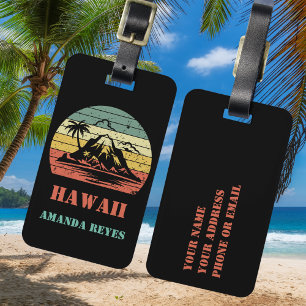Personalised Retro Hawaii Luggage Tag