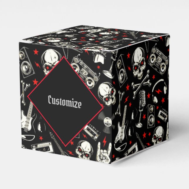 Personalised Retro Heavy Metal Pattern    Favour Box (Front Side)