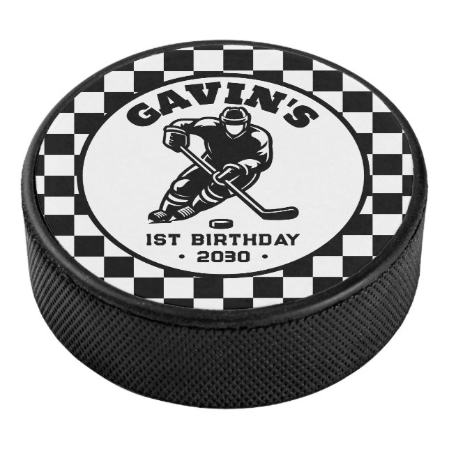Personalised Retro Ice Hockey Birthday Party Puck (3/4)