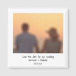 Personalised Retro instant photo Save the Date Magnet<br><div class="desc">Personalised custom couple retro instant photo name text wedding Save the Date magnet.
with custom casual handwriting style text
great for couples,  friends,  family,  or just for yourself,  selfie photo magnet</div>