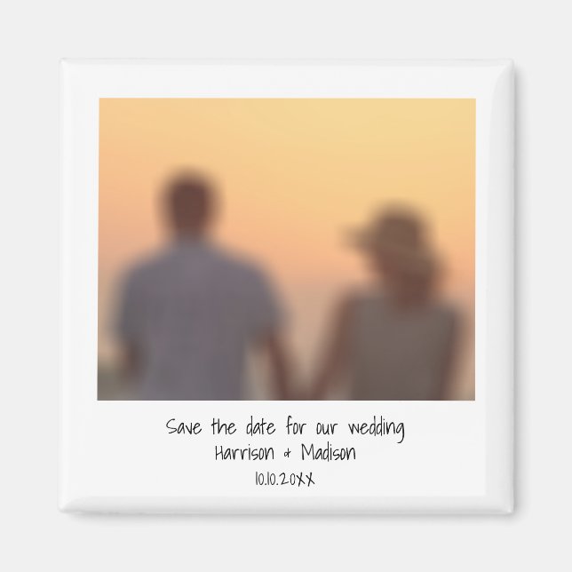 Personalised Retro instant photo Save the Date Magnet (Front)