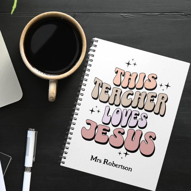Personalised Retro Jesus teacher appreciation  Notebook (Creator Uploaded)