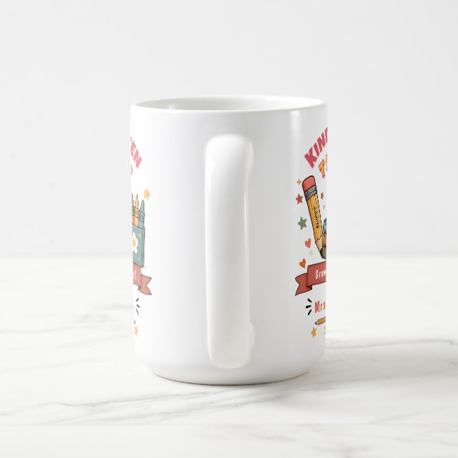 Personalised Retro Kindergarten Teacher Mug Gift (Handle)