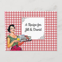 Personalised Retro Lady Wedding Recipe Card