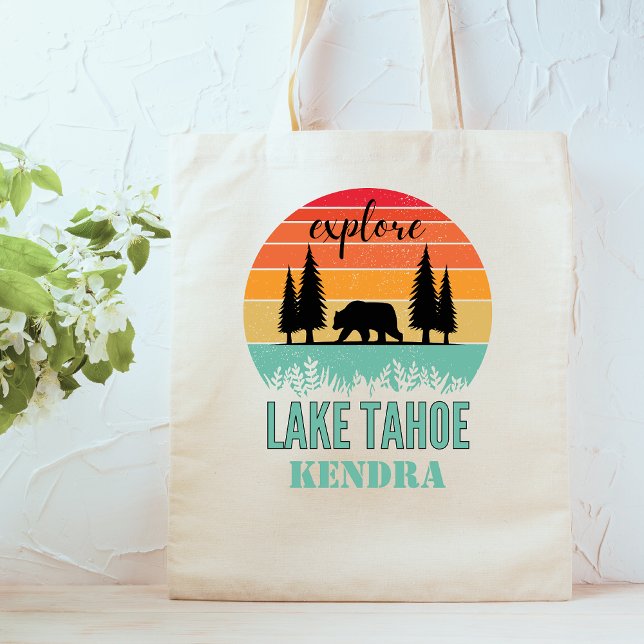 Personalised Retro Lake Tahoe California Bear  Tote Bag (Creator Uploaded)