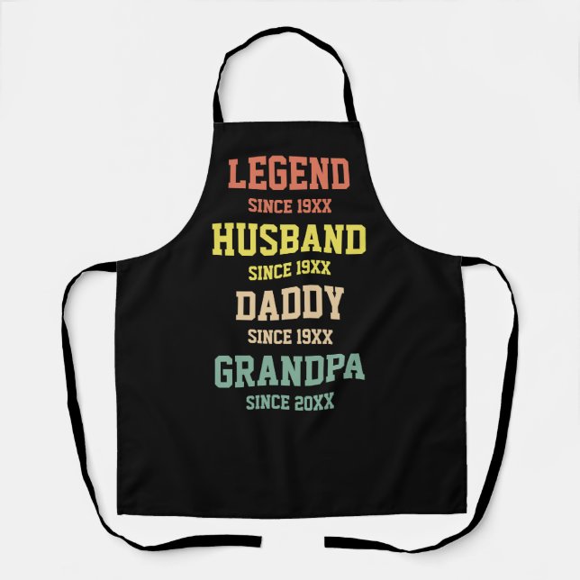 Personalised Retro Legend Husband Daddy Grandpa Apron (Front)